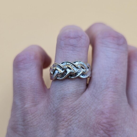 Size 8.75 Sterling Silver Children's Names Diamonds Band Ring A5664 - Picture 5 of 10